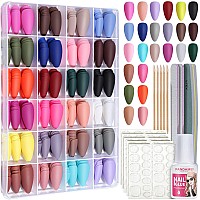 Fandamei Press On Nails Almond Matte 24 Colors 576Pcs Press On Nails Medium Almond Matte Acrylic Medium Fake Nails Full Cover