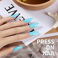 Press On Nails Almond Fandamei 12 Colors 288Pcs Press On Nails Medium Almond Glossy Glue On Nails Short With Nail Glue Acryli