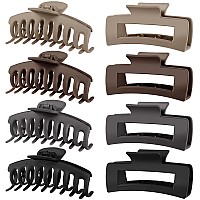 Tocess 8 Pack Neutral Big Hair Claw Clips For Women Large Claw Clip For Thin Thick Curly Hair 90S Strong Hold 433 Inch Nonslip