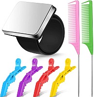 Braiding Tools Set Magnetic Pin Wristband Stainless Steel Rat Tail Combs And Wide Teeth Sectioning Clips Vivid Colors