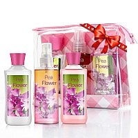 Vital Luxury Bath Body Care Travel Set Pea Flower Scent Home Spa Set With Body Lotion Shower Gel And Fragrance Mist Christma