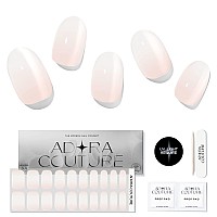 Adora Couture Semi Cured Gel Nail Strips 20Pcs Semi Sheer Ombre Milky Peach Gel Wraps For Nails Gel Nail Stickers With Uv Lig