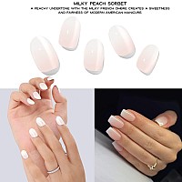 Adora Couture Semi Cured Gel Nail Strips 20Pcs Semi Sheer Ombre Milky Peach Gel Wraps For Nails Gel Nail Stickers With Uv Lig