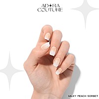 Adora Couture Semi Cured Gel Nail Strips 20Pcs Semi Sheer Ombre Milky Peach Gel Wraps For Nails Gel Nail Stickers With Uv Lig