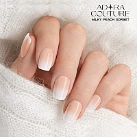 Adora Couture Semi Cured Gel Nail Strips 20Pcs Semi Sheer Ombre Milky Peach Gel Wraps For Nails Gel Nail Stickers With Uv Lig