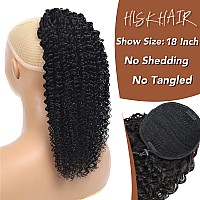 Hlsk Kinky Curly Ponytail Human Hair 20 Inch Afro Kinky Curly Drawstring Ponytail Extension For Black Women Human Hair 4C Nat