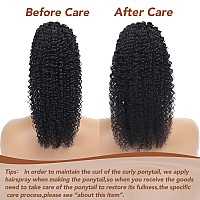 Hlsk Kinky Curly Ponytail Human Hair 18 Inch Afro Kinky Curly Drawstring Ponytail Extension For Black Women Human Hair 4C Nat