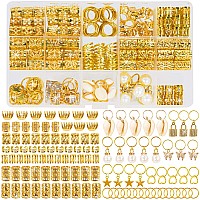 Wnj Gold Hair Beads Jewelry 212Pcs Hair Accessories Loc Jewelry Tube Bead For Hair Dreadlock Metal Hair Coils Rings Hair Bra