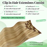 Clip In Hair Extensions Balayage Beige Blonde To Honey Blonde Brazilian Hair 70G 5Pcs Per Set Real Human Hair Extensions Clip In