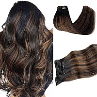 Seamless Clip In Hair Extensions Ombre Natural Black To Chestnut Brown Hair Extensions Clip In Human Hair Soft Natural Remy Hum