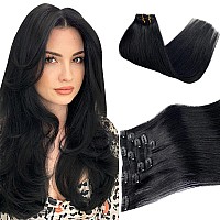 Clip In Human Hair Extensions Jet Black Remy Hair Extensions Clip In Human Hair 100 Real Human Hair Extensions Clip Ins 18 Inc