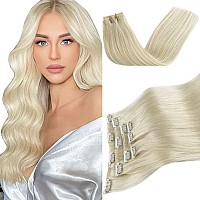 Remy Hair Extensions Clip In Human Hair 100 Real Human Hair Extensions Platinum Blonde Double Weft Soft Straight Clip In Hair E