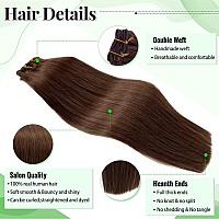 Hair Extensions Real Human Hair Clip In Hair Extensions Medium Brown 14 Inch 70G 5Pcs Seamless Double Weft Straight Remy Clip In