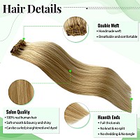 Real Hair Extensions Clip In Human Hair Golden Blonde Mixed Honey Blonde Highlights Seamless Clip In Hair Extensions 5Pcs 70G Lo