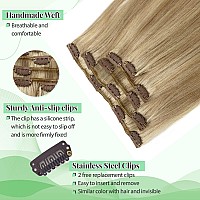 Real Hair Extensions Clip In Human Hair Golden Blonde Mixed Honey Blonde Highlights Seamless Clip In Hair Extensions 5Pcs 70G Lo