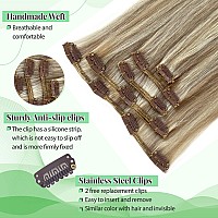 Balayage Blonde Clip In Hair Extensions Real Human Hair 14 Inch 5Pcs70G Walnut Brown To Ash Brown Mixed Platinum Blonde Remy Hu