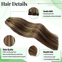 Hair Extensions Clip In Human Hair Invisible 14 Inch 5Pcs Clip In Hair Extensions Real Human Hair Chocolate Brown Mixed Beige Bl