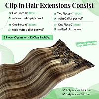 Hair Extensions Clip In Human Hair Invisible 14 Inch 5Pcs Clip In Hair Extensions Real Human Hair Chocolate Brown Mixed Beige Bl