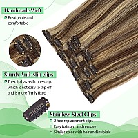 Clip In Hair Extensions Human Hair Silky Straight 18 Inch 70G 5Pcs Double Weft Clip In Human Hair Extensions Medium Brown To Bei