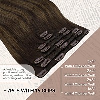 Sunny Clip In Extensions Human Hair Brown Human Hair Clip In Extensions Dark Brown Balayage Medium Brown Clip In Hair Piece Exte