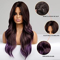 Esmee Purple Ladies Wigsnatural Looking Long Wavy Wigs Right Side Parting Heat Resistant Fiber Wigs Roots For Women Daily Party