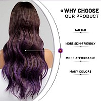 Esmee Purple Ladies Wigsnatural Looking Long Wavy Wigs Right Side Parting Heat Resistant Fiber Wigs Roots For Women Daily Party