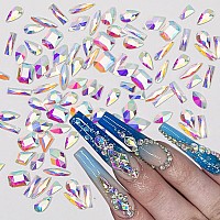 Hnuix Nail Rhinestones 300Pcs Crystals Ab Multiple Shape Gems Flat Back Rhinestones For Nail Art