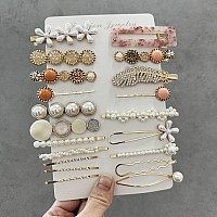 Mehayi 20 Pcs Pearl Hair Clips Set Fashion Korean Acrylic Resin Hair Barrettes Bobby Pins Hairpins For Women And Ladies Girls H