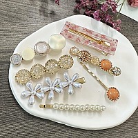 Mehayi 20 Pcs Pearl Hair Clips Set Fashion Korean Acrylic Resin Hair Barrettes Bobby Pins Hairpins For Women And Ladies Girls H