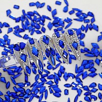 Hnuix Nail Rhinestones 300Pcs Blue Multiple Shape Gems Flat Back Rhinestones For Nail Art