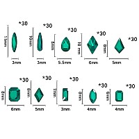 Hnuix Nail Rhinestones 300Pcs Green Multiple Shape Gems Flat Back Rhinestones For Nail Art