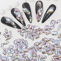 Hnuix Nail Rhinestones 300Pcs Crystals Purple Ab Multiple Shape Gems Flat Back Rhinestones For Nail Art