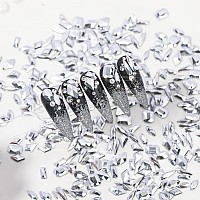 Hnuix Nail Rhinestones 300Pcs Silver Multiple Shape Gems Flat Back Rhinestones For Nail Art