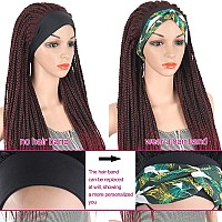 Aisaide Burgundy Braided Headband Wigs For Black Women Thick Braid Jumbo Wig Ombre Red Box Braided Twist Crochet Hair Wrap Wig W