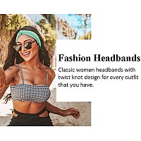 Huachi Boho Head Bands For Womens Hair Non Slip Twist Hair Bands For Short Hair Fashion Summer Hair Accessories Solid Color 8