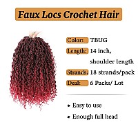 Forevery Goddess Locs Crochet Hair 14 Inch Faux Locs Crochet Hair 6Packs Prelooped Crochet Hair For Black Women Burgundy Boho L