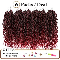 Forevery Goddess Locs Crochet Hair 14 Inch Faux Locs Crochet Hair 6Packs Prelooped Crochet Hair For Black Women Burgundy Boho L