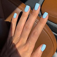 Sky Blue Press On Nails Short Square Kxamelie Natural Short Gel Nails Glue On Acrylic Nails Press Ons Featured Protective Coat