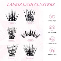 Lankiz Diy D Curl Eyelash Extensionsindividual Lash Extensions Clusters72 Clusters Soft And Lightweight 16Mm Only Mix Resuale