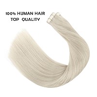 Sassina Invisible Tape In Hair Extensions Real Human Hair 20 Inch 50G Blonde Tape In Extensions Real Hair For Women 20 Pcs Hair