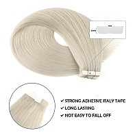 Sassina Invisible Tape In Hair Extensions Real Human Hair 20 Inch 50G Blonde Tape In Extensions Real Hair For Women 20 Pcs Hair