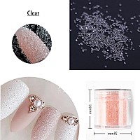 Mini Nail Rhinestones Clear Glass Pixie Crystals For Nails White Caviar Beads Long Lasting Shine Nail Crystals