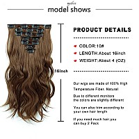 Clip In Hair Extensions 16 Inch 7 Pcs Chocolate Brown Hair Extension Synthetic Fiber For Women Natural Wavy Extensions Synthet