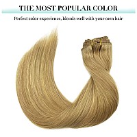 Doores Hair Extensions Clip In Human Hair Dirty Blonde 12 Inch 7Pcs 80G Clip In Real Human Hair Extensions Natural Hair Extens