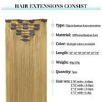 Doores Hair Extensions Clip In Human Hair Dirty Blonde 12 Inch 7Pcs 80G Clip In Real Human Hair Extensions Natural Hair Extens