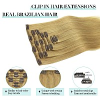 Doores Hair Extensions Clip In Human Hair Dirty Blonde 12 Inch 7Pcs 80G Clip In Real Human Hair Extensions Natural Hair Extens