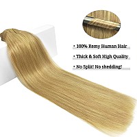 Doores Hair Extensions Clip In Human Hair Dirty Blonde 12 Inch 7Pcs 80G Clip In Real Human Hair Extensions Natural Hair Extens