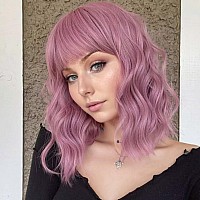 Vckovcko Ombre 3 Tone Color Curly Bob Wig With Air Bangs Natural Curly Wavy Short Bob Wigs Womens Shoulder Length Wigs Syntheti