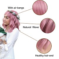 Vckovcko Ombre 3 Tone Color Curly Bob Wig With Air Bangs Natural Curly Wavy Short Bob Wigs Womens Shoulder Length Wigs Syntheti