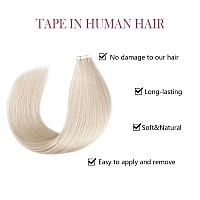 Sixstarhair Tape In Hair Extensions Silky Straight 100 Percent Remy Human Hair Soft Glue White Blonde Tape In Hair Extensions Hu